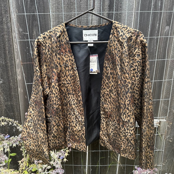 Chico’s leopard print silk jacket - Picture 1 of 6